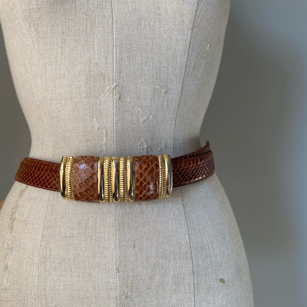 Brown snakeskin belt